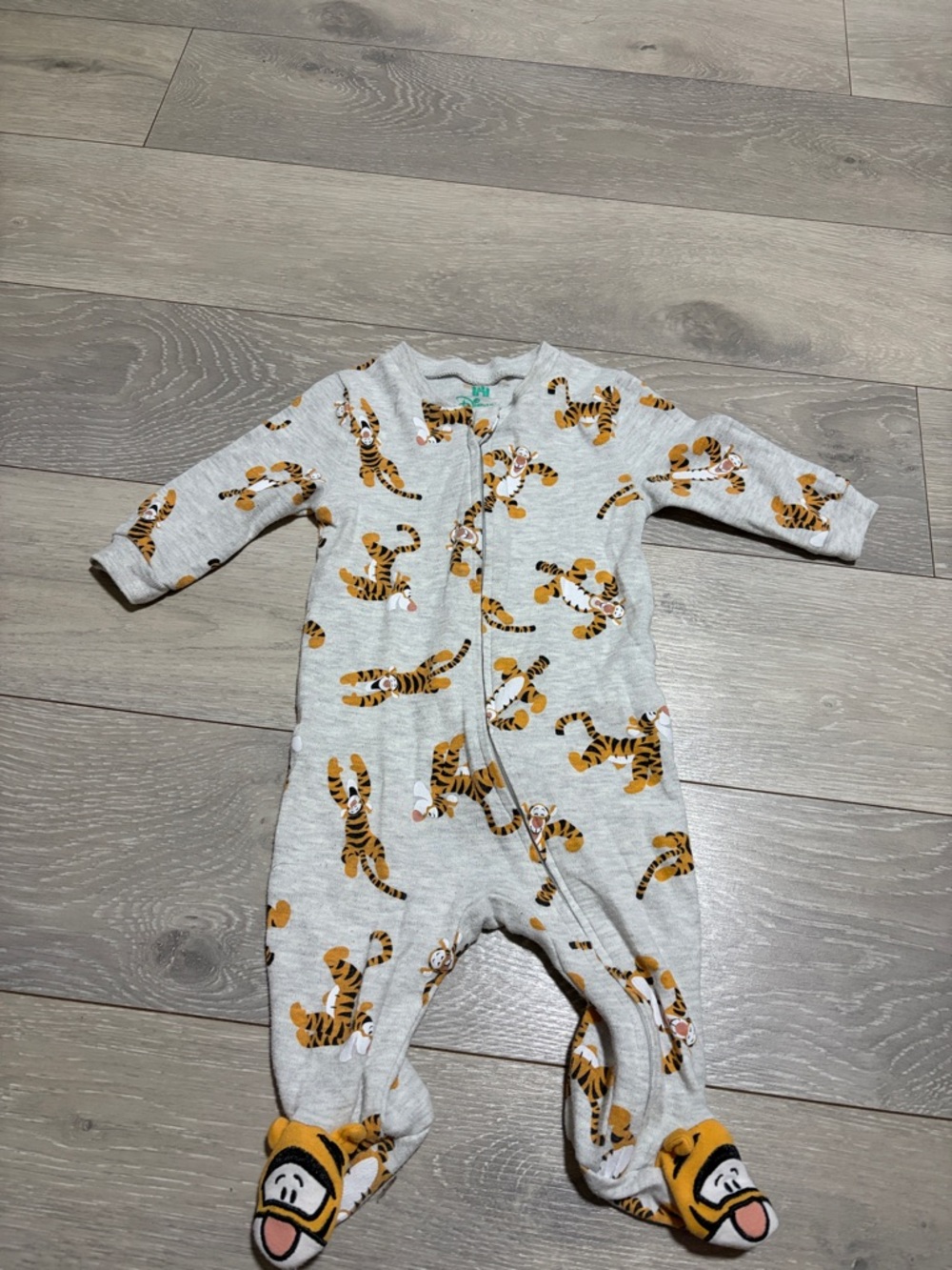 Disney Gray and Yellow Tiger Print Footed One-Piece